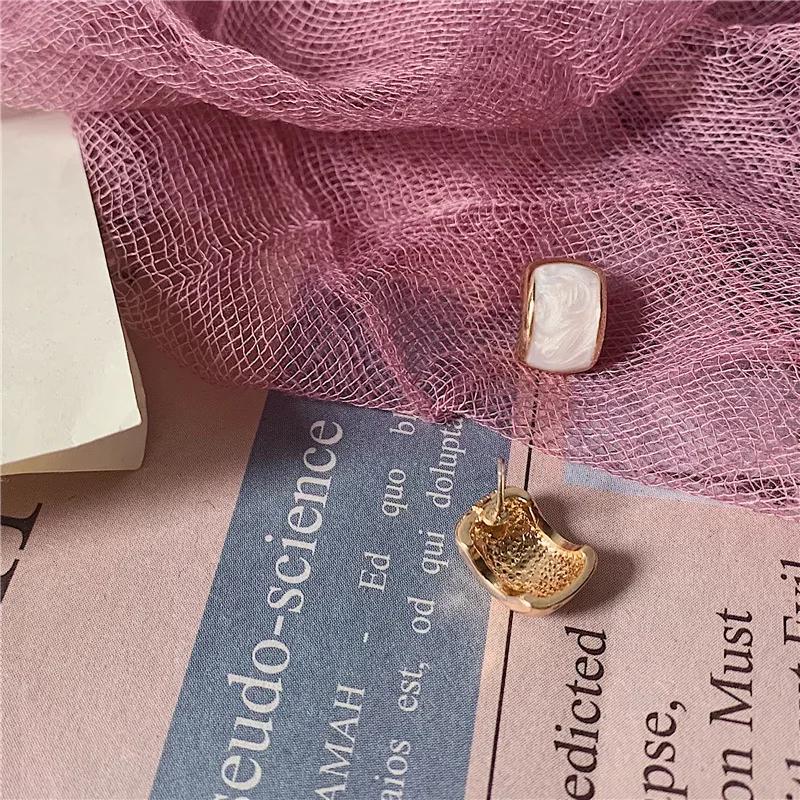 Новые шикарные эмалированные женские серьги-гвоздики, крошечные серьги C-образной формы, металлические шпильки золотого цвета, корейские модные украшения для ушей aretes de mujer