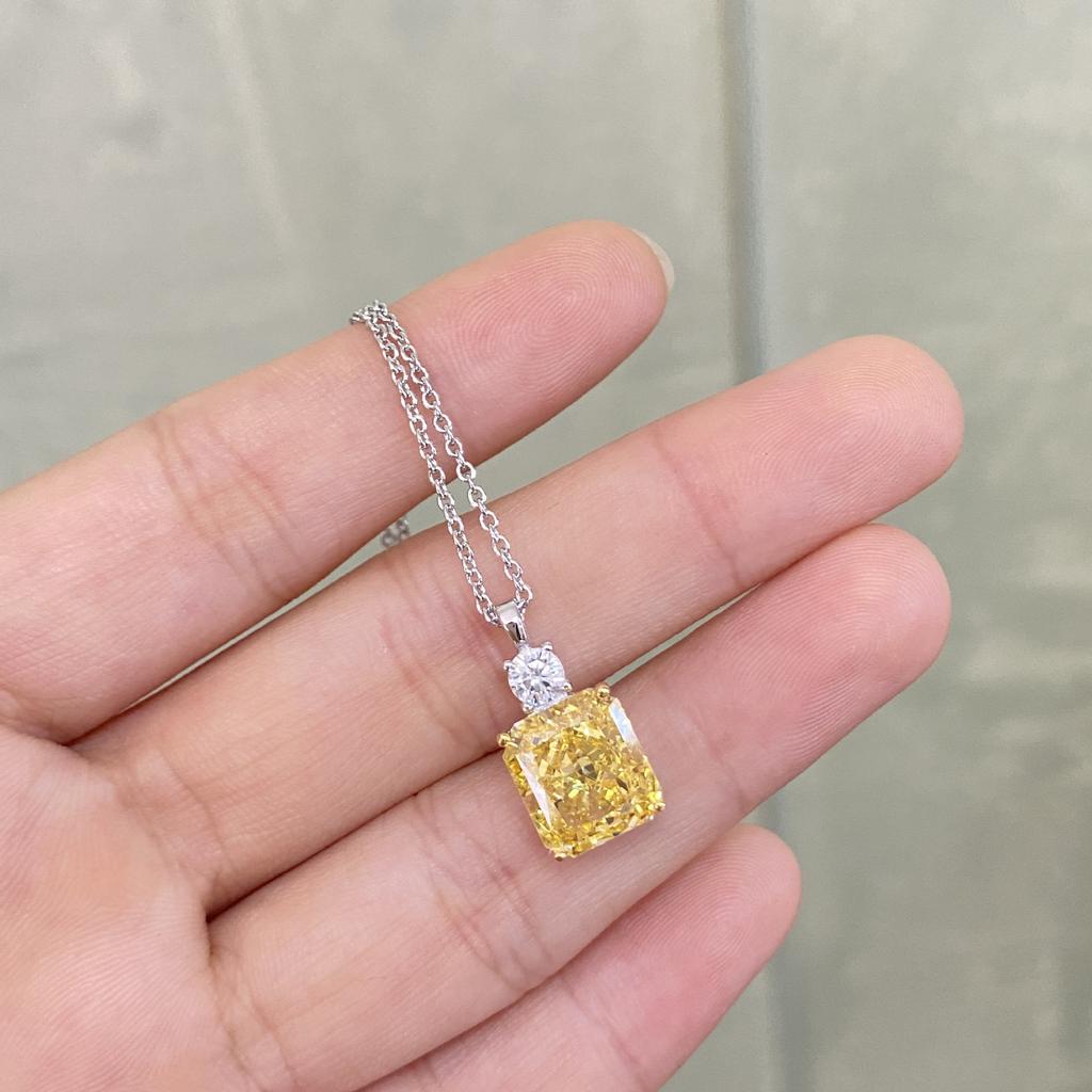 Gica Gema Высокоуглеродистые бриллиантовые ожерелья с серебром 925 пробы 9*10 мм Прямоугольный кулон Уникальный дизайн Романтические изящные ювелирные изделия Подарки для свадебной вечеринки