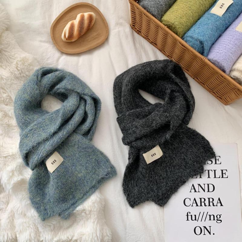 Шарф женский зимний высокого класса новый однотонный теплый шарф из имитации кашемира вязаный шарф шаль