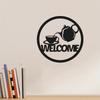 Teapot Welcome Metal Sign: Charming Tea Time Decor with Teapot and Saucer—Perfect for Creating a Cozy Home Atmosphere