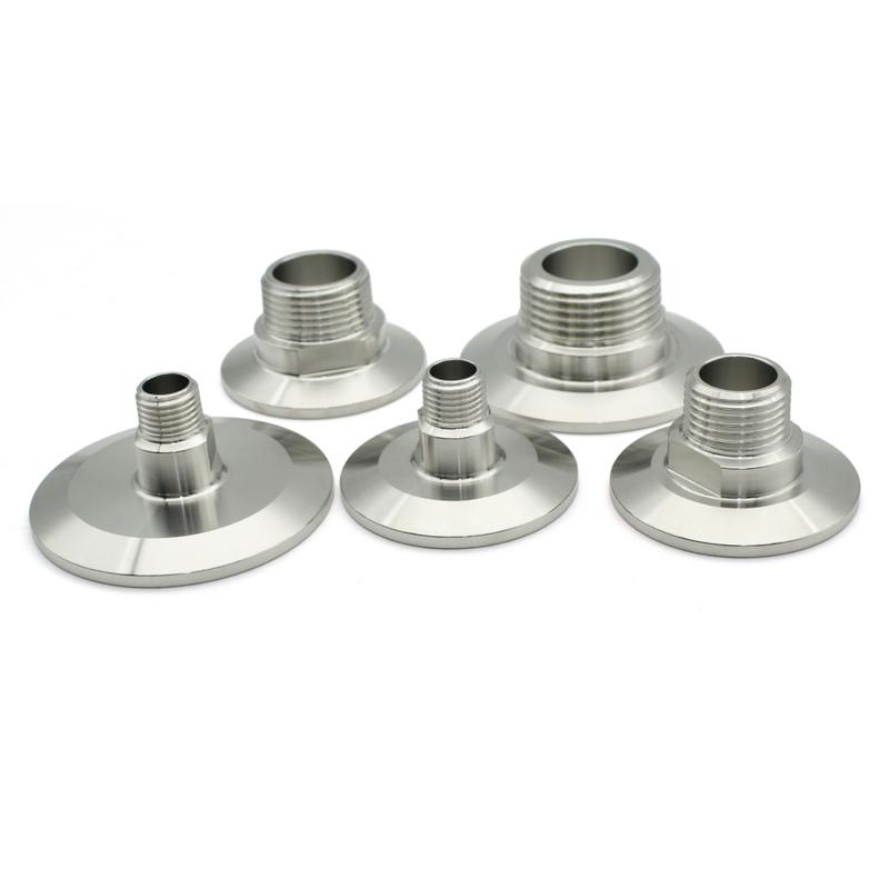 BSPT DN8 DN10 DN15 DN20 DN25 SS304 Stainless Steel Clamp 25.4 50.5 64mm Sanitary Thread Collar Pipe Fittings Homemade Adapter