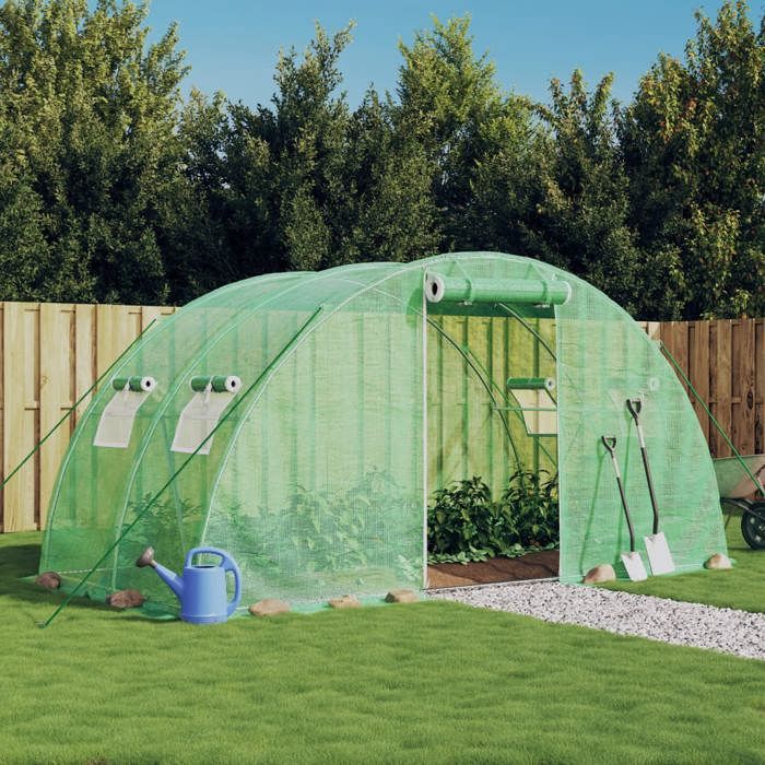 VidaXL Greenhouse with Green Steel Frame 8 M² 4x2x2 M, Polytunnel, Cold Frame, Tomato Greenhouse, Garden Greenhouse, 364081