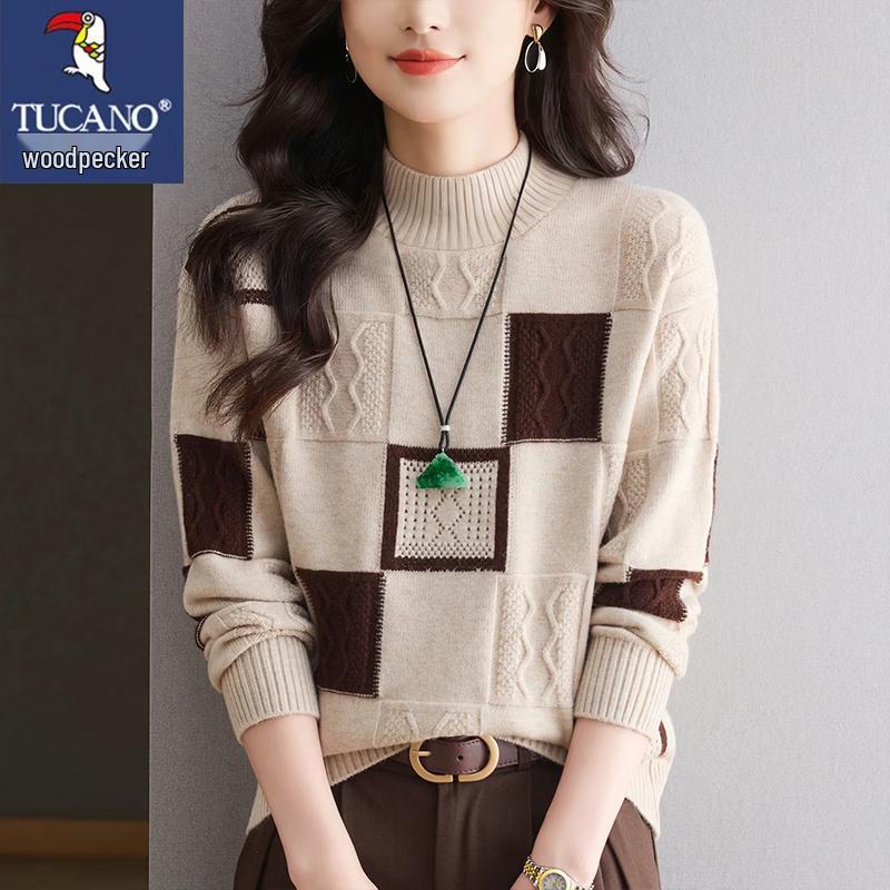 TUCANO Women's Mock Neck Casual Knit Pullover