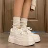 Thick Soled White Shoes for Women In Spring and Autumn, Hong Kong Style, Height Increasing, Versatile, Casual, Student Sports Shoes for Children