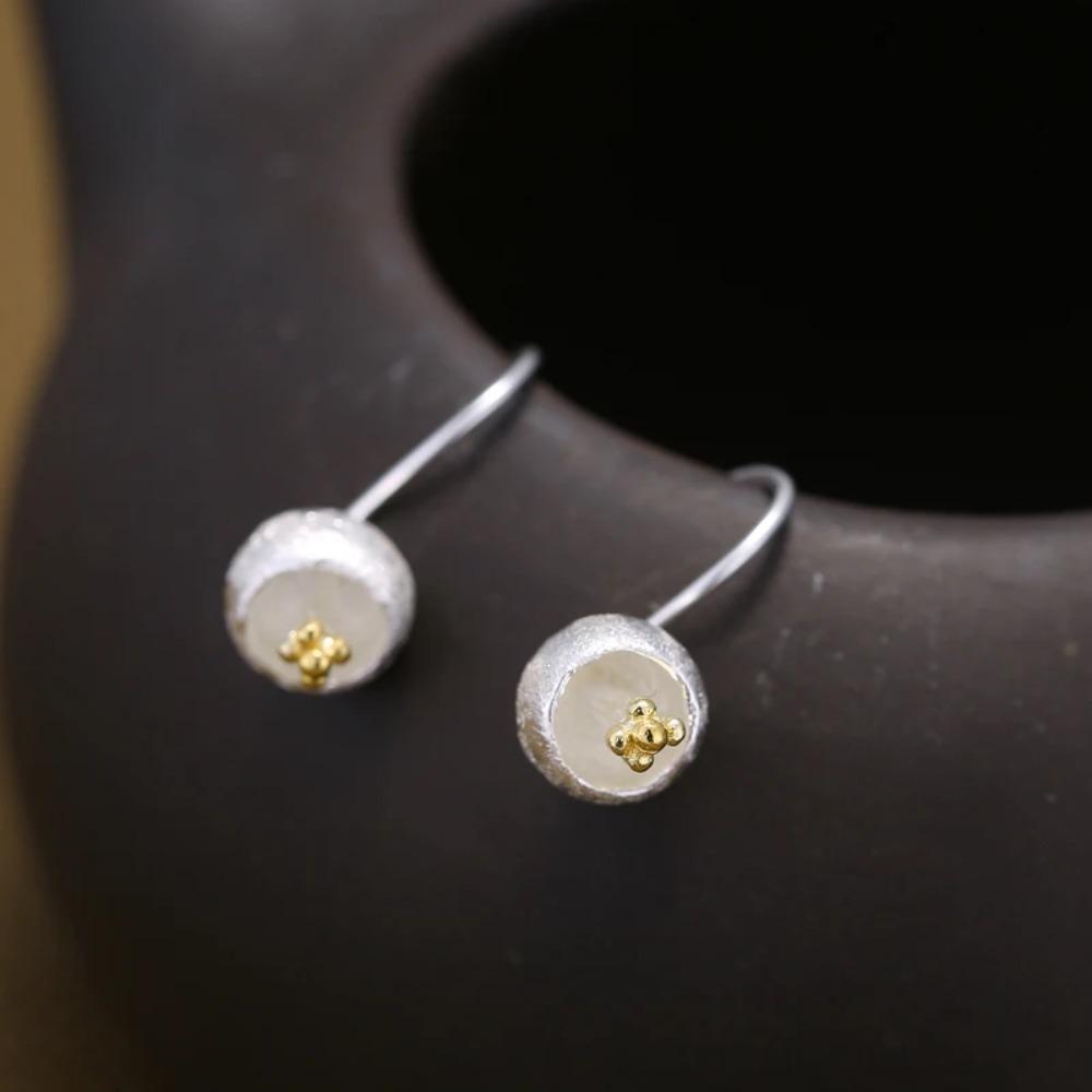 Длинные серьги-цветы из серебра 925 пробы Элегантные Женские Гипоаллергенные Модные Украшения Новый Дизайн
