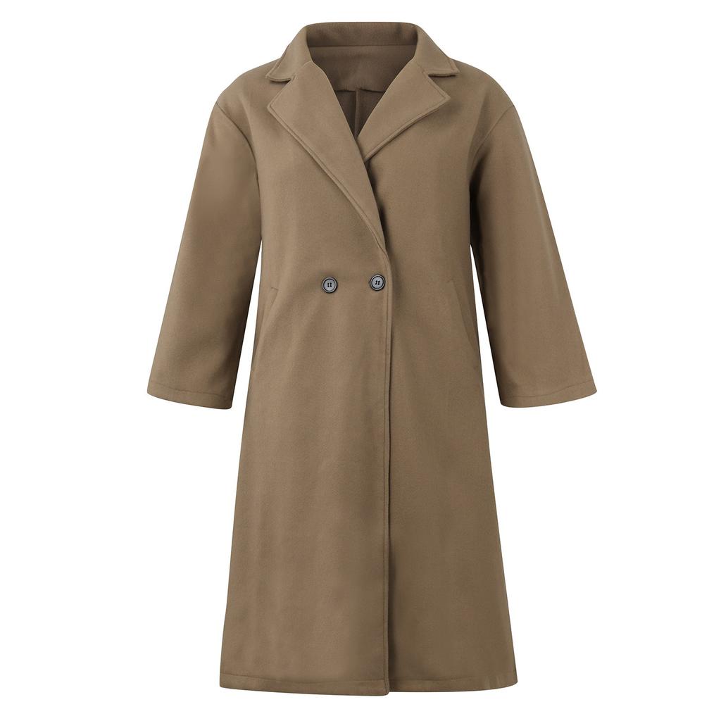 Женское повседневное и зимнее шерстяное повседневное однотонное пальто большого размера