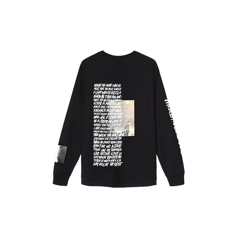 Stussy Классический шрифт для постеров Футболка с длинным рукавом Американский Винтаж Унисекс Футболка 1994492-ЧЕРНЫЙ