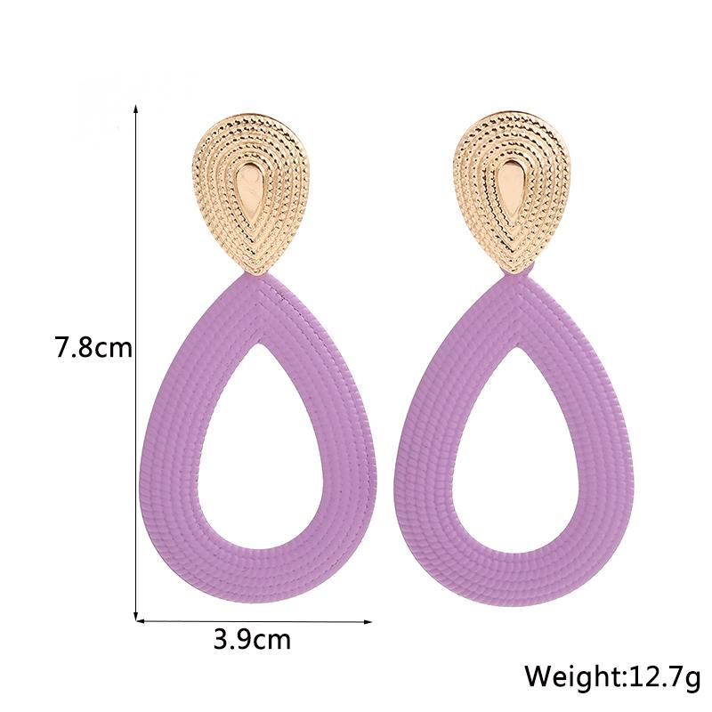 New European Big Geometric Dangle Earrings for Women Colorful Metal Heart Pendants Water Drop Earrings Vintage Ear Jewelry