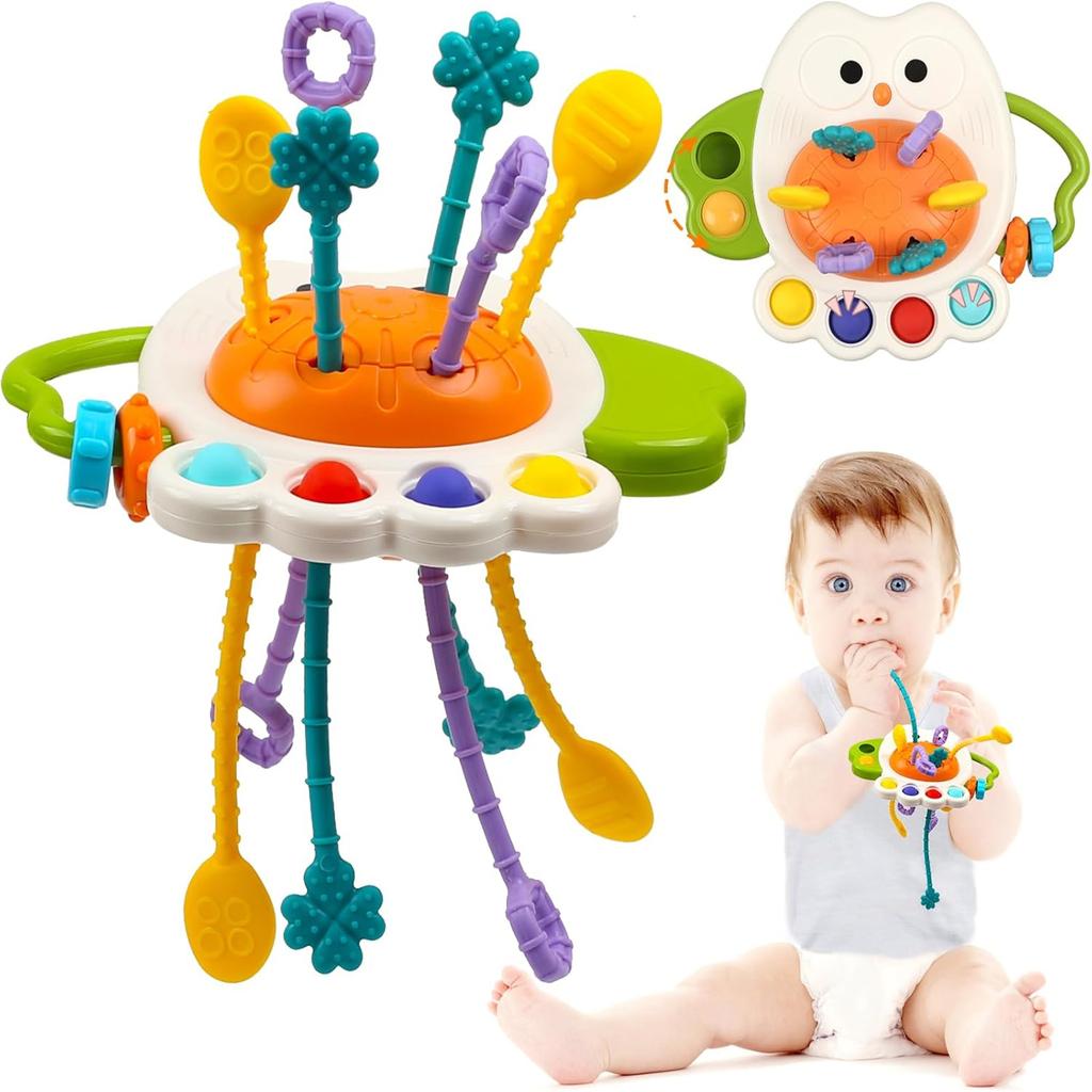 Activity Development Pull String Toys Silicone Teething Rattle Educational Learning Toy Baby Sensory Toys 6 12 Months