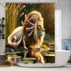 Шторка для душа с изображением фэнтезийного животного, 3D-печать, Лев с щупальцами, Декоративная для ванной, Водонепроницаемая, Домашний декор, Настраиваемый размер для Ba