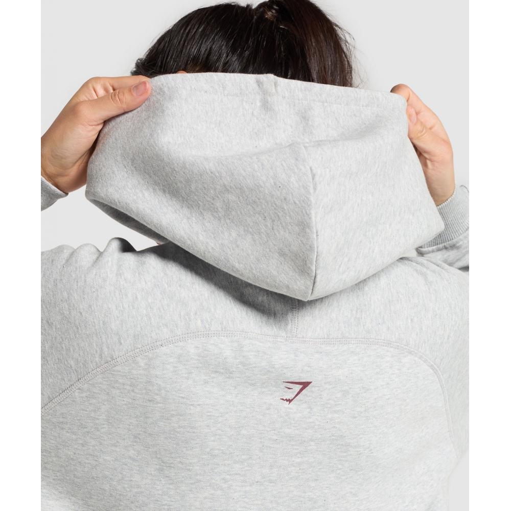 Gymshark Collegiate Lifestyle Hoodie Light Grey Core Marl B2c1c Gbcn