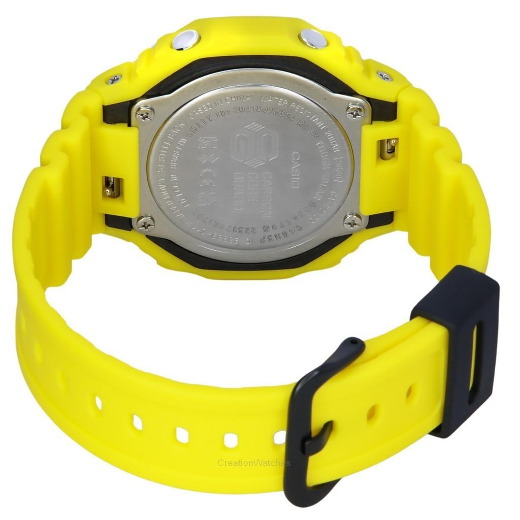Casio Аналоговые цифровые мужские часы G-Shock Mobile Link с желтым полимерным ремешком и черным циферблатом на солнечной батарее GA-B2100C-9A 200M
