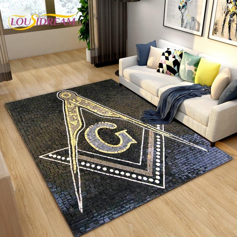Masonic Carpet Freemason Illuminati Ring Area Rug Large,Carpet All Seeing Eye Rugs Carpets for Living Room,Fitness Pet Floor Mat