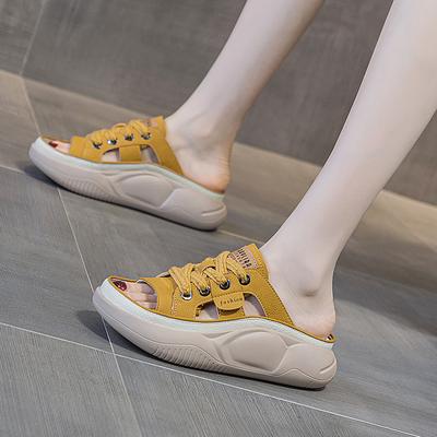 Натуральная кожа 2025 лето новая повседневная мода интернет-знаменитость взрывная модель крутые шлепанцы удобная мягкая подошва носить женские крутые шлепанцы тренд