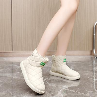 Осень и Зима Корейская Версия с Плюшевыми Высокими Снежными Ботинками, Женские Высокие Повседневные Теплые Хлопковые Ботинки с Увеличением Роста