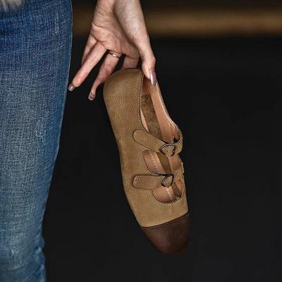 Балетки из коровьей кожи – Женские туфли Мэри Джейн с круглым носком