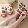 Cute Strawberry Pattern Linen Slippers, Open Toe Breathable Soft Sole Flat Shoes, Comfy Indoor Floor Slippers