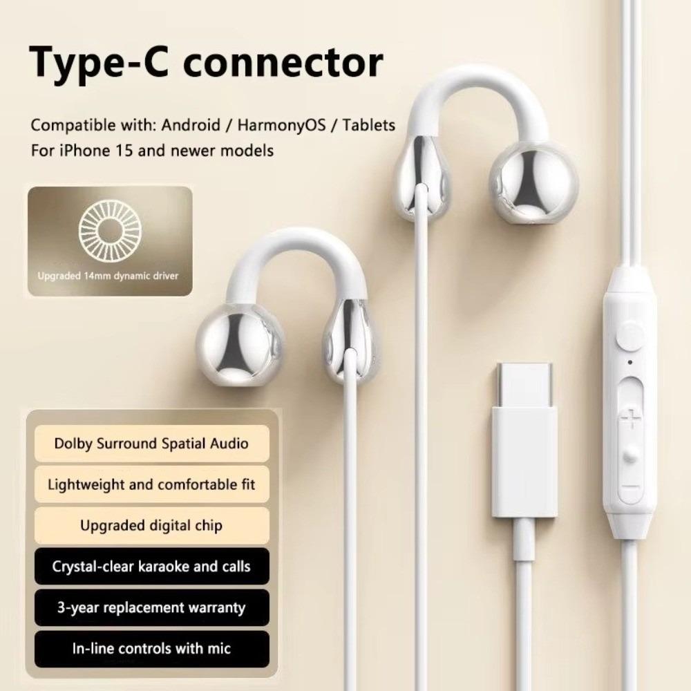 Built in Mic Clip on Earphones HiFi Sound Wired Headphones Ear Clip Headphones Outdoor Sports