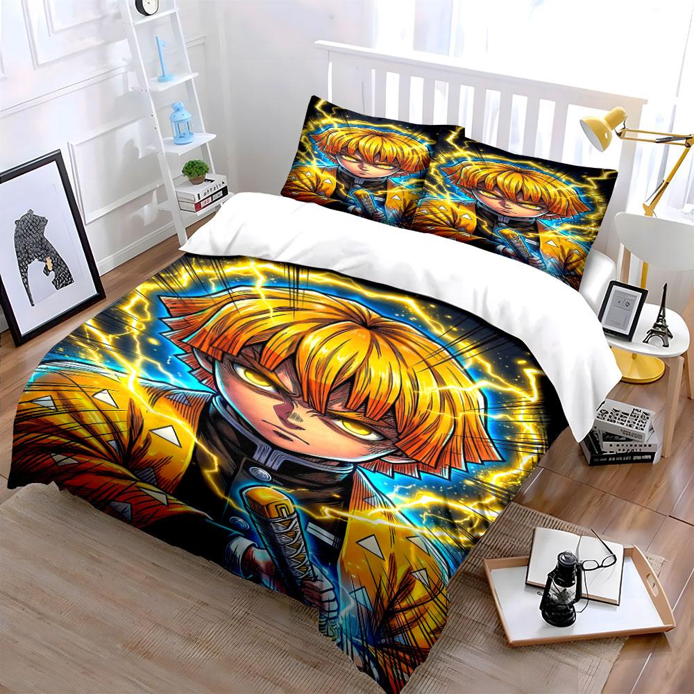 Yellow-haired character with lightning. Bedding sets Duvet cover sets Duvet covers Pillowcases(1 * Duvet Cover 2 * Pillowcases without duvet insert)