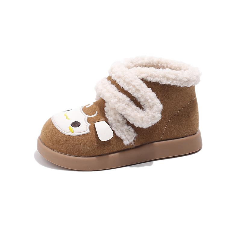 Милые сапоги зимние из овечьей шерсти, новый тренд, детские сапоги для снега, теплые, универсальные, детская повседневная мода, ботильоны хлопковые, с круглым носком