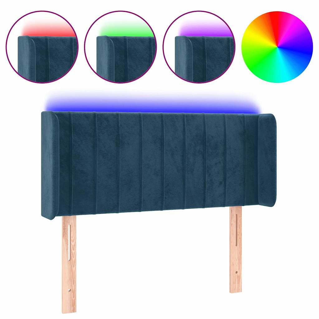 LED Headboard Dark Blue 83x16x78 88 cm Velvet