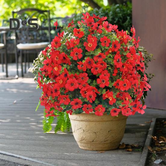 1/2Pcs Artificial Violet Flower with Stake UV Resistant Faux Plastic Flower Spike Indoor Outdoor Garden Porch Patio Wedding Party Decoration