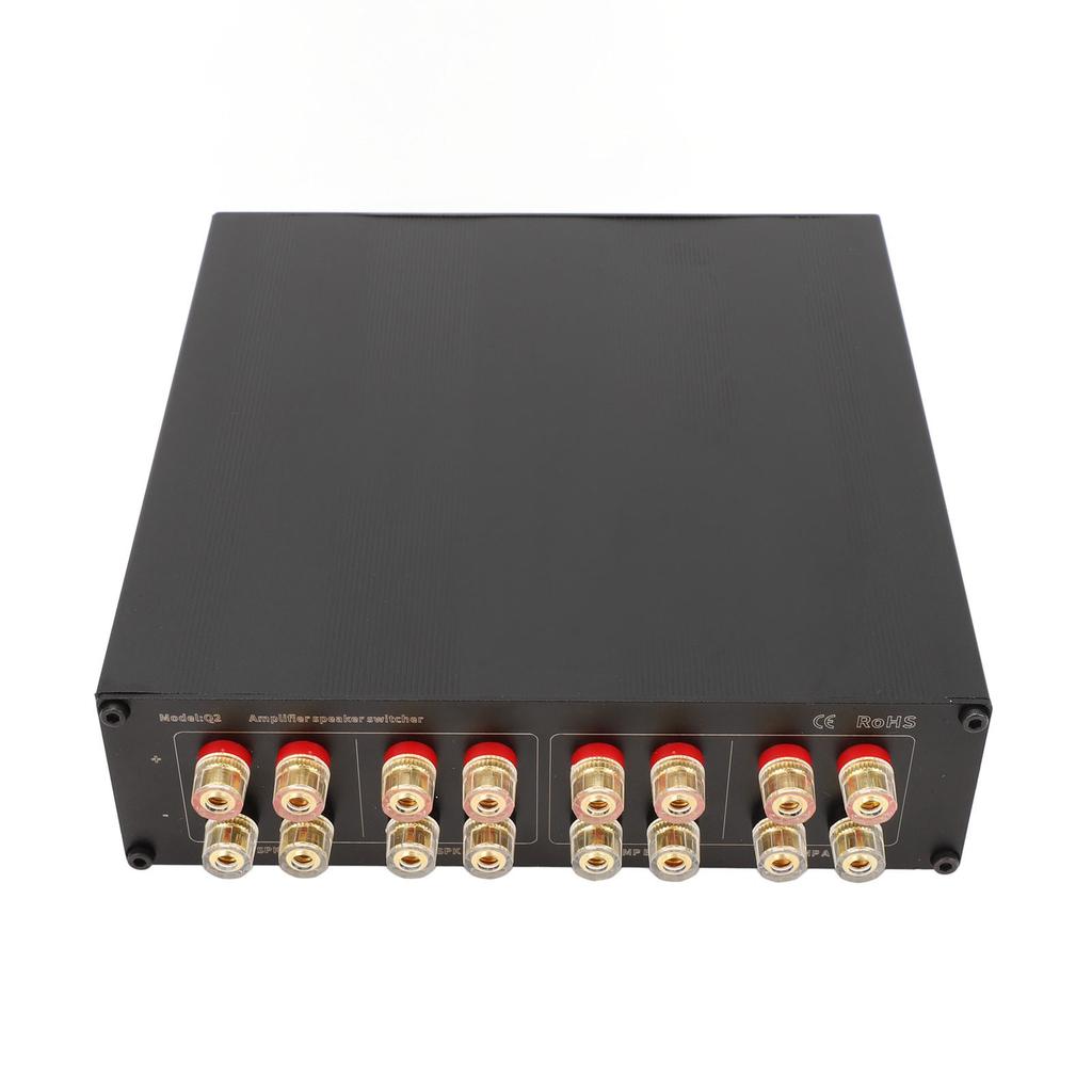 Два усилителя на два динамика, селекторный переключатель, позолоченный медный 4-миллиметровый разъем типа «банан», 2 входа и 2 выхода