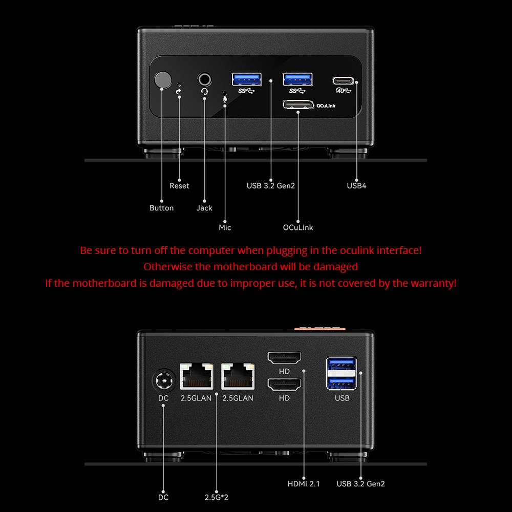 Мини-ПК AOOSTAR GEM10, AMD Ryzen 7 6800H 8 ядер до 4,7 ГГц, 32 ГБ ОЗУ LPDDR5 1 ТБ SSD PCle 4.0