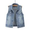 Spring Ripped Denim Vest Women Short Sleeveless Vest Waistcoat Jacket Waistcoat Plus Size Top