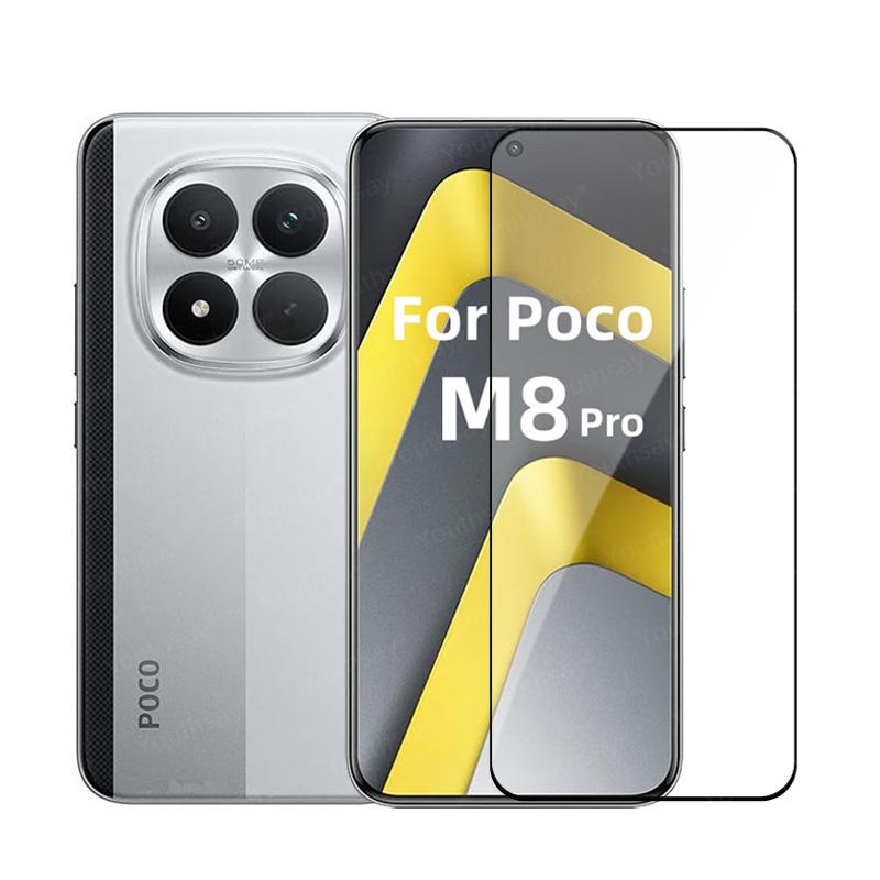 Стекло Full Cover для Poco M8 Pro 5G Закаленное стекло Защитное стекло для экрана Poco M8 Pro 3D Защитная пленка для телефона Poco M8 Pro