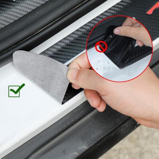 1Pc Car Rear Bumper Guard Sticker Trunk Carbon Fiber Trim Protector Accessories