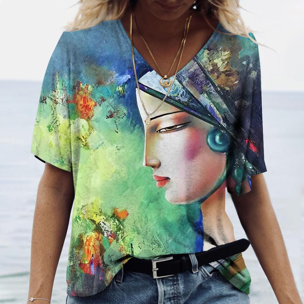 Модная женская футболка с абстрактной графикой для девочек и 3D-принтом с коротким рукавом, летняя футболка большого размера, одежда из полиэфирного волокна