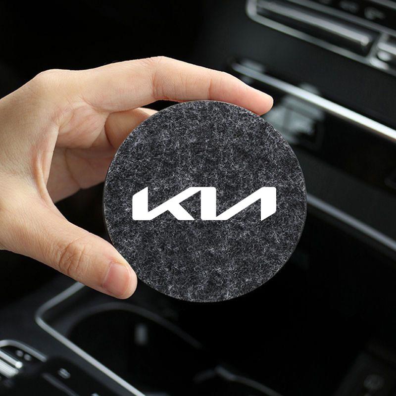 DDMS8 Car Water Cup Pad Round Felt Coaster Mat Anti-Slip Car Water Coaster Cup Mat For Kia Rio 3 4 K2 K3 X-Line Car Accessories