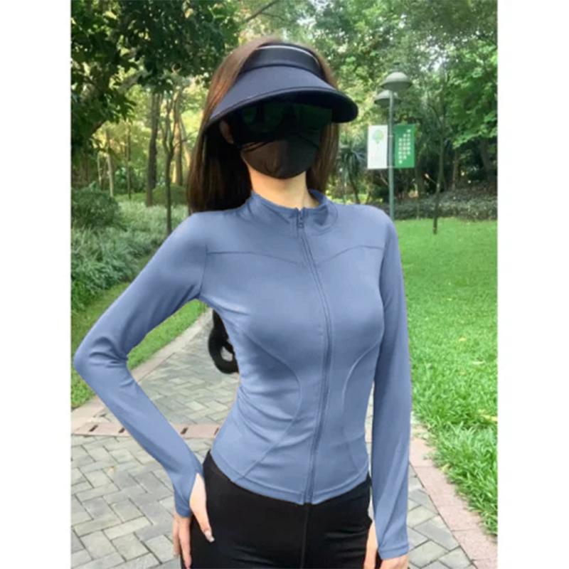 Sunscreen clothes, yoga clothes, women's zipper jackets, sports tops, slim-fitting long-sleeved outer wear, running professional training fitness