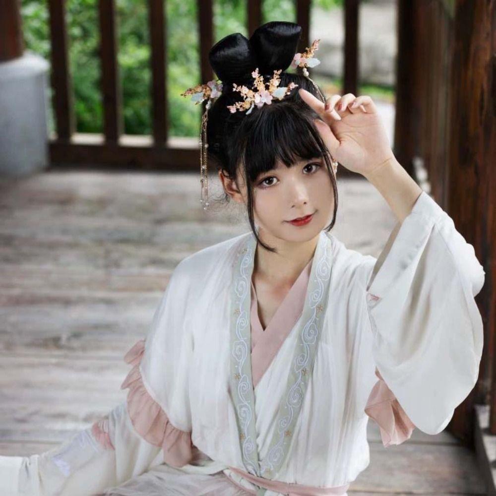 Головной убор Цветочная кисточка Шпилька для волос Жемчужина Заколка для волос в китайском стиле Ретро-ханьфу Набор для вечеринки