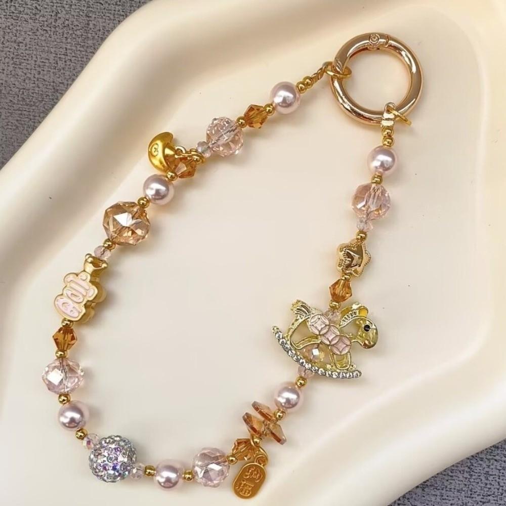 Beaded Pendant Zodiac Horse Keychain Cartoon Horse Key Ring Women's Bag Charm Decoration