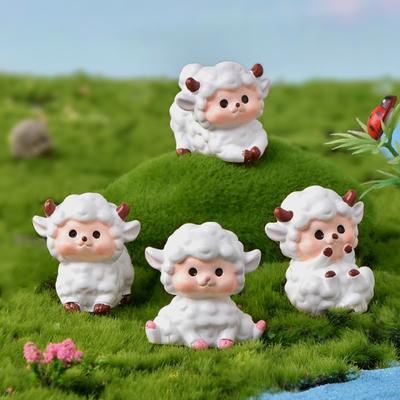 Украшение в форме овцы, пейзажный мох, милый красивый маленький микро сочный миниатюрный маленький орнамент для дома