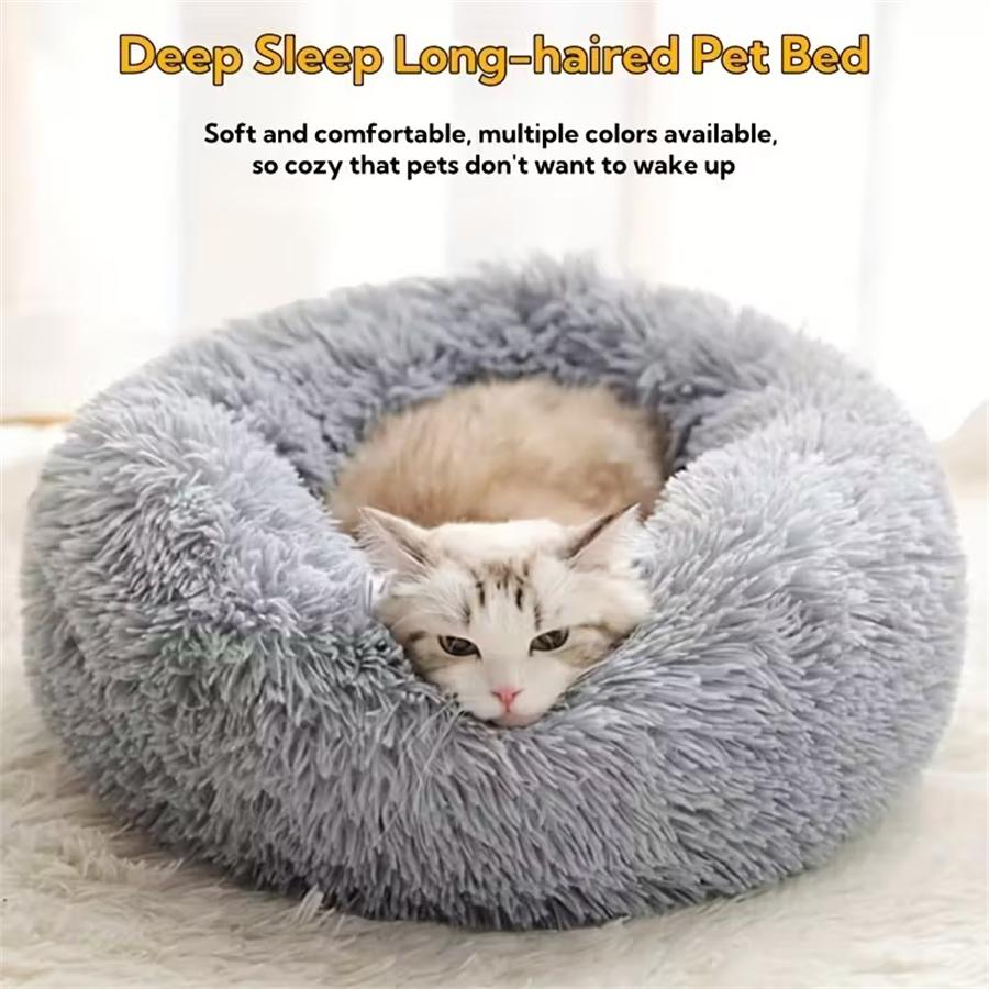 Soft Cat Bed Donut Round Warm Plush Dog Bed Washable for Small Medium Dogs Cats Pet Sleeping Mat