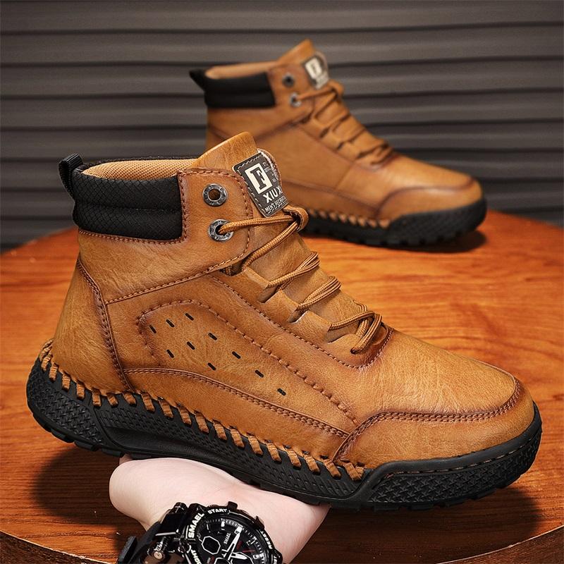 Men's Retro Leisure Shoes Autumn/ Winter Cow Split Leather Men Boots Comfortable Motorcycle Boots Winter Boots