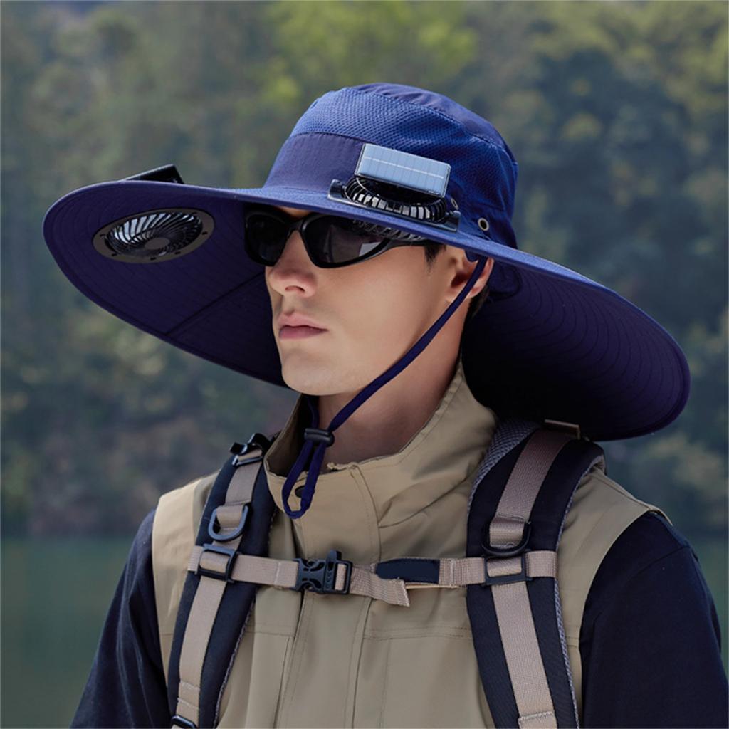 Солнечная шляпа с широким краем для рыбалки на открытом воздухе - солнечная и USB-зарядка, солнцезащитная шляпа от солнца с вентилятором, солнечная шляпа с вентилятором для летнего кемпинга на открытом воздухе, пляжа