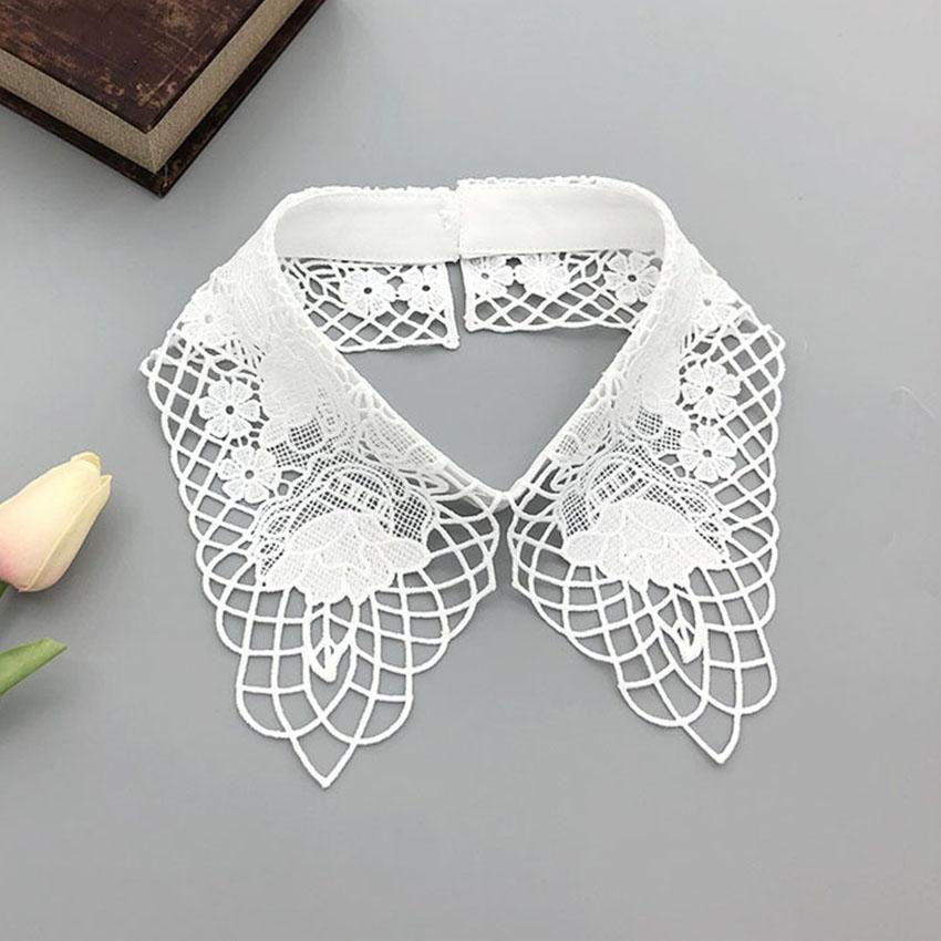 Белая черная рубашка с искусственным воротником для женщин, кружевной ажурный съемный воротник, ромбовидный лацкан, рубашка, блузка, топ, ожерелье, аксессуары для одежды