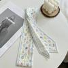 Модный Универсальный Атласный Шелковый Ленточный Шарф Свежий Цветочный Длинный Тонкий Ремень для Сумки Узкий Модный Аксессуар для Женщин