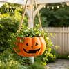 Durable Resin Planter Pumpkin Shaped Hanging Plant Pot, 4.3 Inch Lightweight Flower Adjustable Modern Aesthetic Room Accents Rope Mini Pots for Indoor