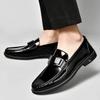 Fashion Men's Patent Leather Loafers  Business Shoes Hollowed Out and Breathable Men's Genuine Leather Casual Shoes Big Size 47 48
