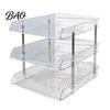 Stackable Office Storage Clear Desk Organizer, Transparent Layers PET File Rack, Space Saving Tray Organizer for A4 Documents And Stationery