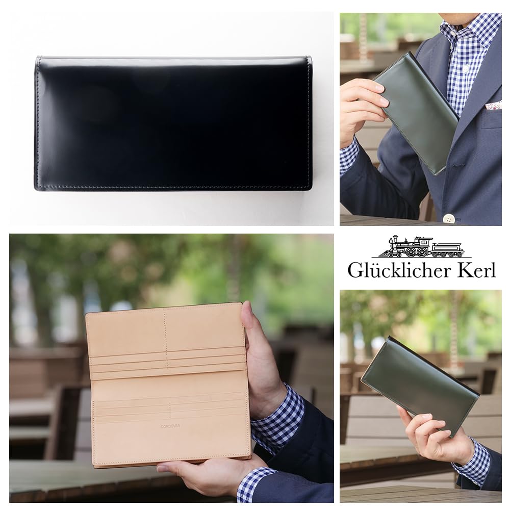 Кошелек из кожи кордован «Счастливчик» с ластовицей, Длинный кошелек, Отделение для купюр, Без монетницы, Бесплатная персонализация, Идеальный подарок на день рождения для