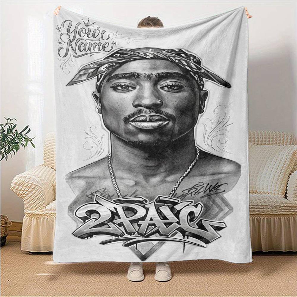 2pac Personalized Text Blanket Multi-purpose Customizable Blanket Soft Warm Cozy Throw For Livingroom Living Room Bed Picnics for All Occasions