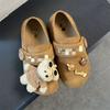 Осенние новые Birkenstocks носят мягкую подошву сумка-голова мультяшные две туфли ретро плоские полностью закрытые повседневные тапочки