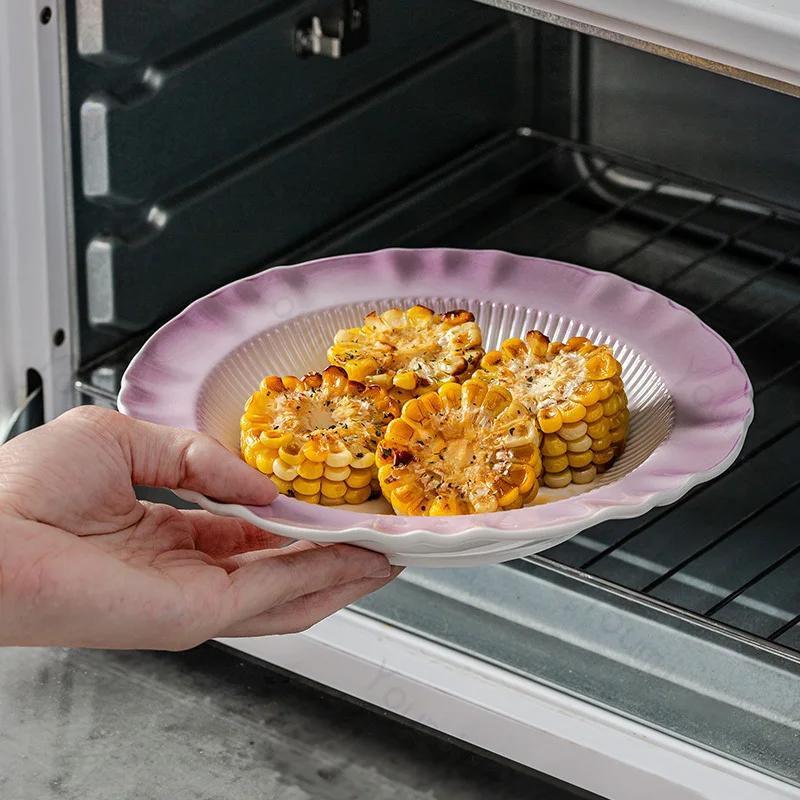 Легкая роскошная фиолетовая керамическая тарелка для изысканных блюд в ресторане высокого класса, рыбная тарелка, десертные тарелки для послеобеденного чая во французском стиле