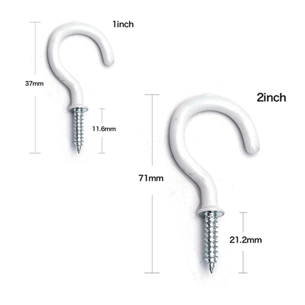 White Black Shouldered Screw-In Home Storage Wall Mounted Ceiling Hooks Mug Hanger Cup Hooks